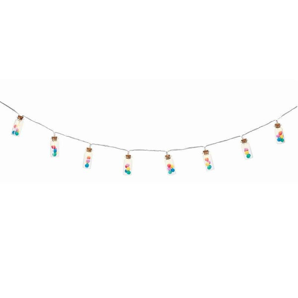 Moses "Happy me Fairy "Γιρλάντα LED με Βαζάκια με Χρωματιστά Pompom Εσωτερικού Χώρου Καλώδιο 1.10 m