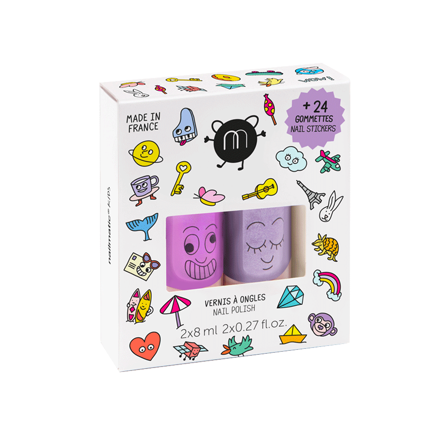 Nailmatic Σετ 2 βερνίκια νυχιών με αυτοκόλλητα (Marshi-Piglou)