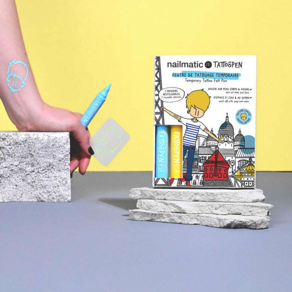 Nailmatic Σετ Ζωγραφικής Δέρματος Tattoopen με Στένσιλ Paris by Jo Little