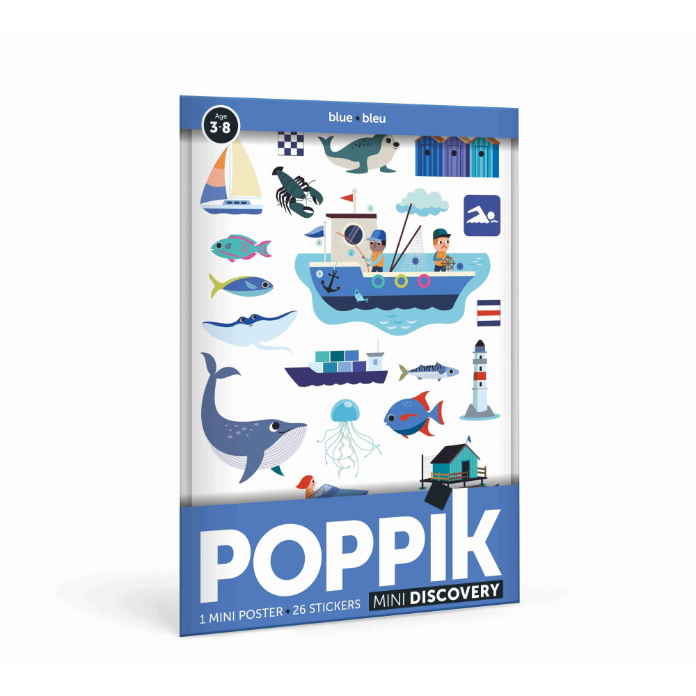 Poppik Mini Πόστερ με 26 Αυτοκόλλητα - Μπλε - Θάλασσα