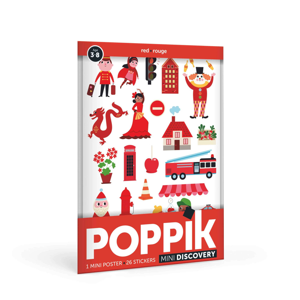 Poppik Mini Πόστερ με 26 Αυτοκόλλητα - Κόκκινο - Πόλη