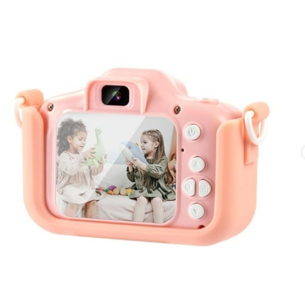 XO XJ01 Παιδική Κάμερα Διπλού Φακού Με Κάλυμμα Σιλικόνης (Ροζ)