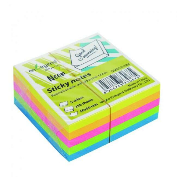 EnLegend Αυτοκόλλητες σημειώσεις 50Χ50, 250φ,neon 5 color mix