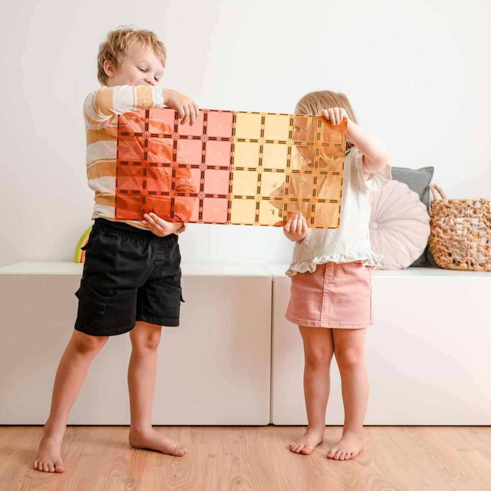 Connetix Pastel Lemon & Peach Base Plate Μαγνητικά Τουβλάκια Κατασκευών 2τμχ.