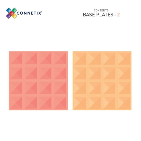 Connetix Pastel Lemon & Peach Base Plate Μαγνητικά Τουβλάκια Κατασκευών 2τμχ.