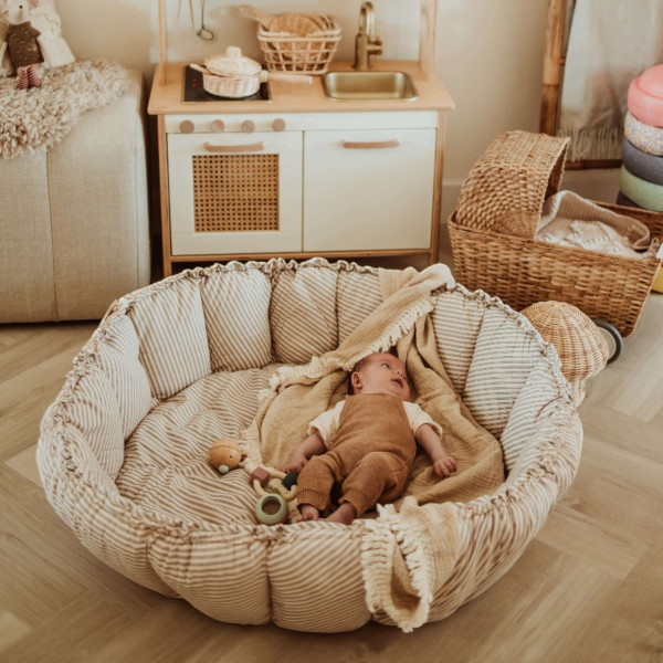 Play & Go Στρώμα Παιχνιδιού Μαλακό - Βρεφική Φωλιά - Τσάντα 3 σε 1. Bloom Stripes Blue