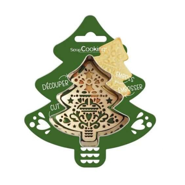 Scrap Cooking Ξύλινη σφραγίδα μπισκότων και Κουπ-Πατ (Xmas Tree)