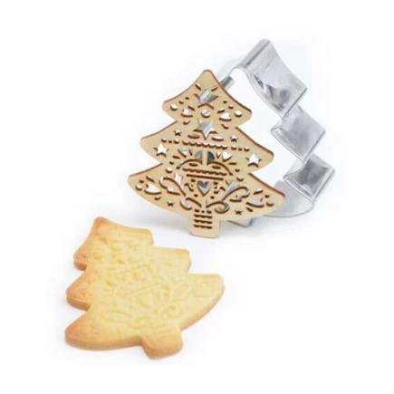 Scrap Cooking Ξύλινη σφραγίδα μπισκότων και Κουπ-Πατ (Xmas Tree)