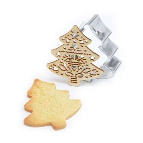 Scrap Cooking Ξύλινη σφραγίδα μπισκότων και Κουπ-Πατ (Xmas Tree)