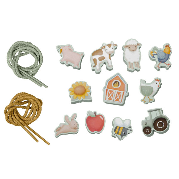 Little Dutch Σετ 11 Ξύλινες Φιγούρες με Κορδόνι Little Farm