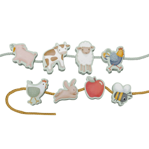 Little Dutch Σετ 11 Ξύλινες Φιγούρες με Κορδόνι Little Farm