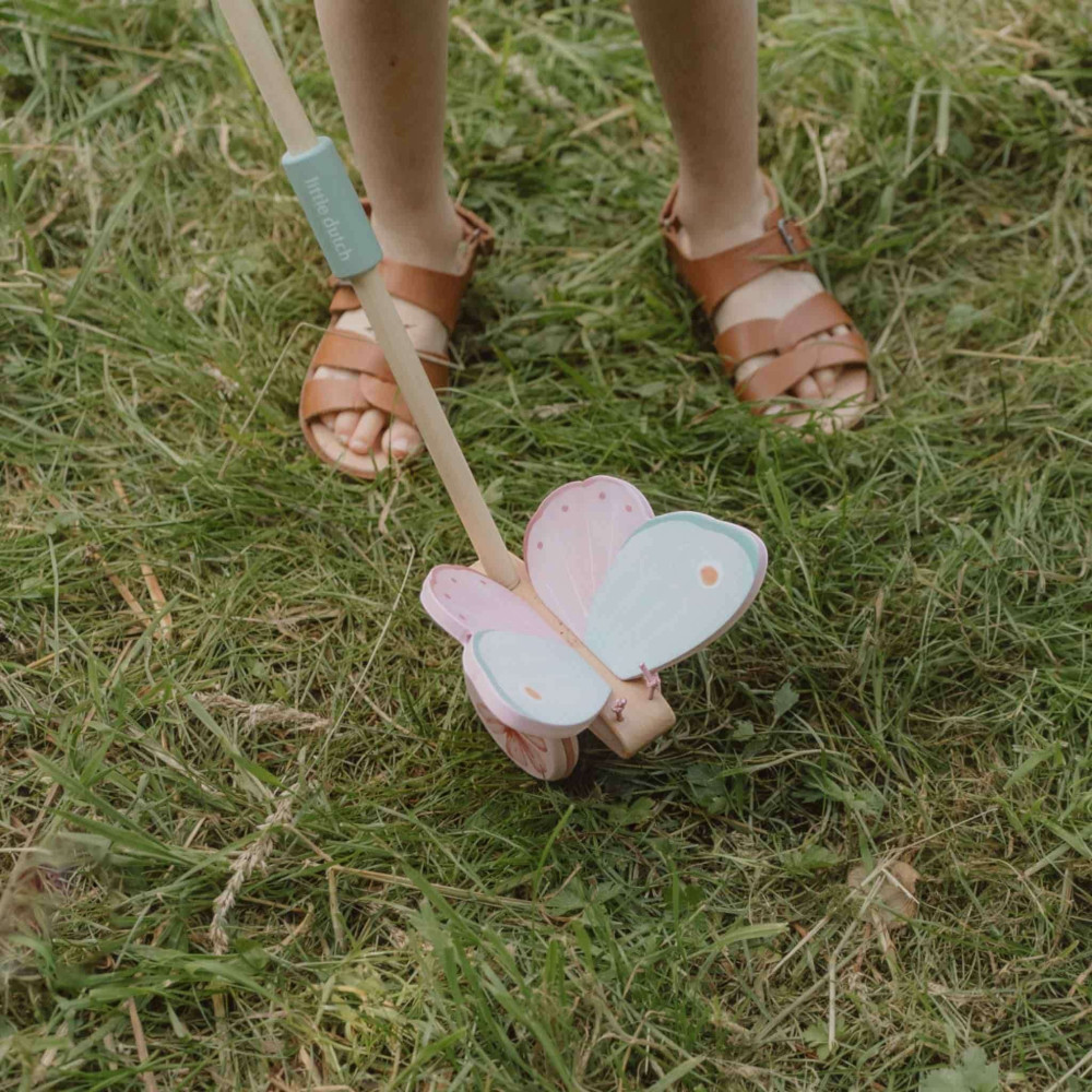 Little Dutch  Ξύλινη Τρεχαλίτσα Πεταλούδα με Κοντάρι Fairy Garden FSC