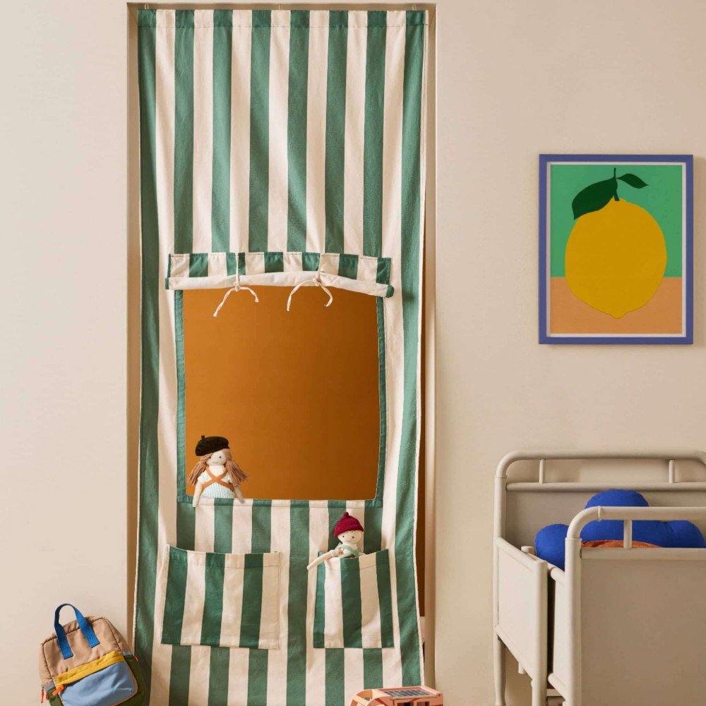 Kids Concept Υφασμάτινο Κουκλοθέατρο (Πράσινο Ριγέ)