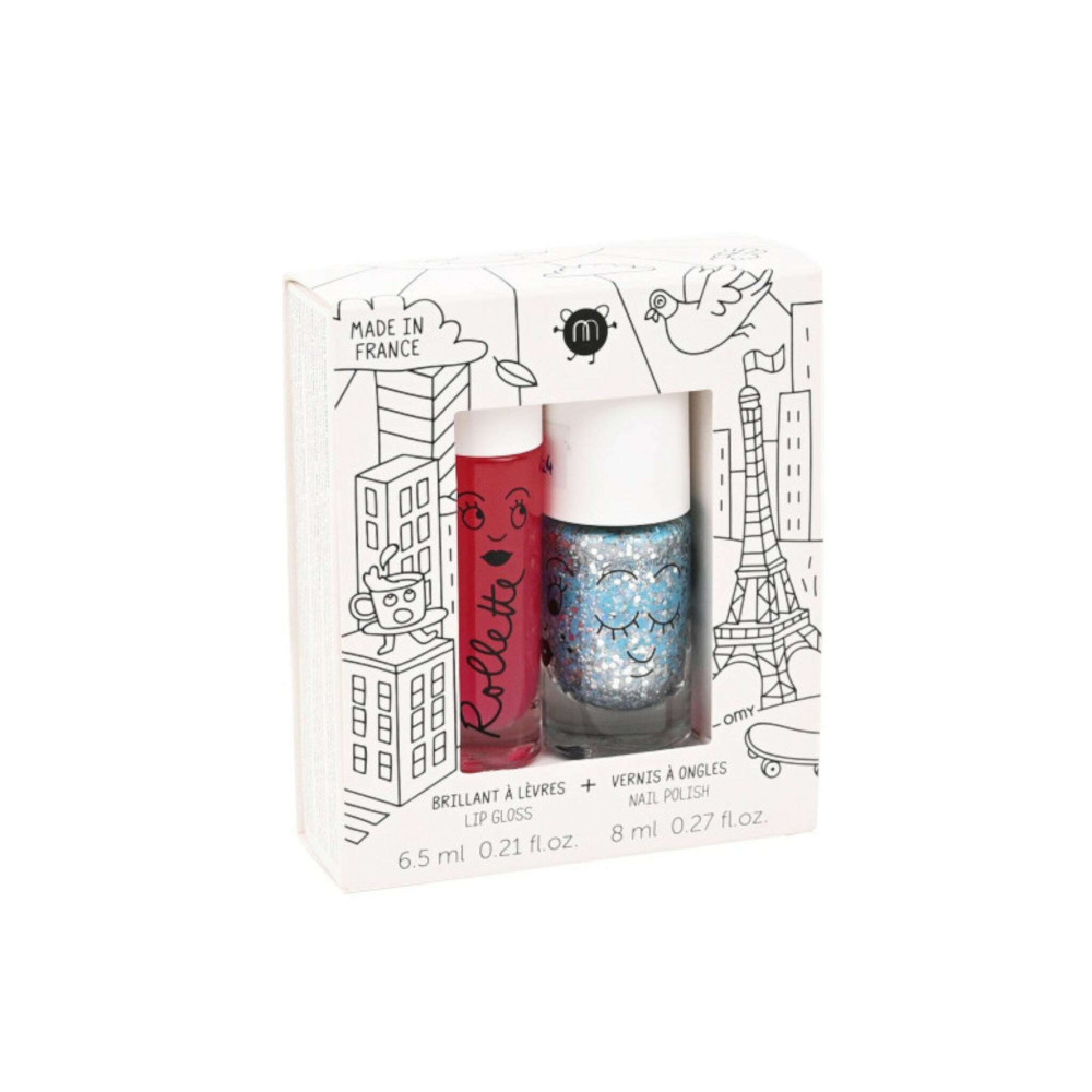 Nailmatic Σετ Lip gloss+βερνίκι νυχιών Magical Kid's Makeup (Βατόμουρο-Luna)