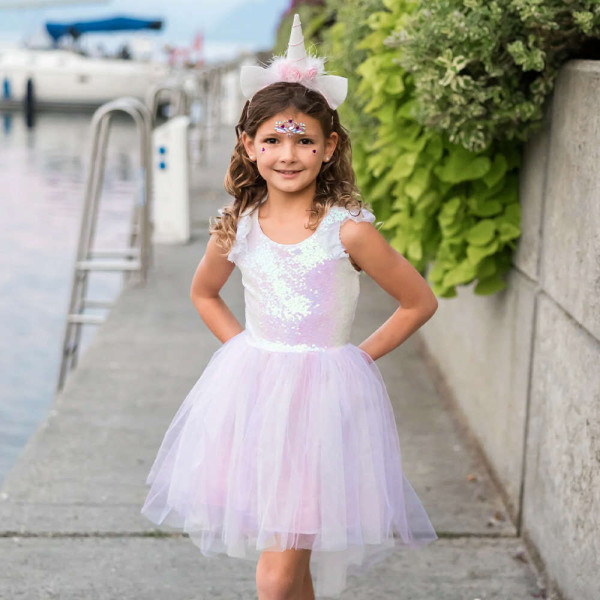 Great Pretenders Στολή Μονόκερος Ροζ Ιριδίζουσα με Στέκα Μαλλιών 4-6 Ετών