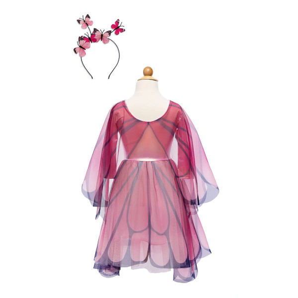 Great Pretenders Στολή Ροζ - Φούξια Πεταλούδα με Ενσωματωμένα Φτέρα και Στέκα, 2-4 Ετών