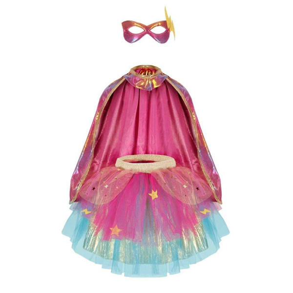 Great Pretenders Στολή Ροζ-Ιριδίζουσα με Μάσκα "Σούπερ Ηρωίδα-Ροκ Σταρ" 3-6 Ετών