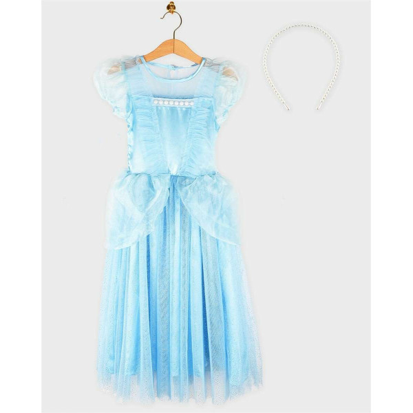 Den Goda Fen Γαλάζιο Φόρεμα Πριγκίπισσας 2-4 Eτών