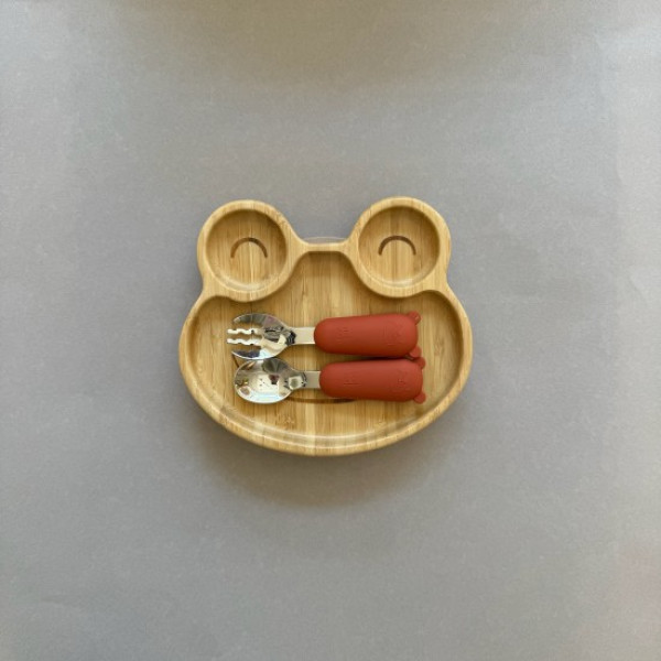 Nok Nok Οικολογικό Εκπαιδευτικό Πιάτο Bamboo με Αντιολισθητική Βάση (Frog)