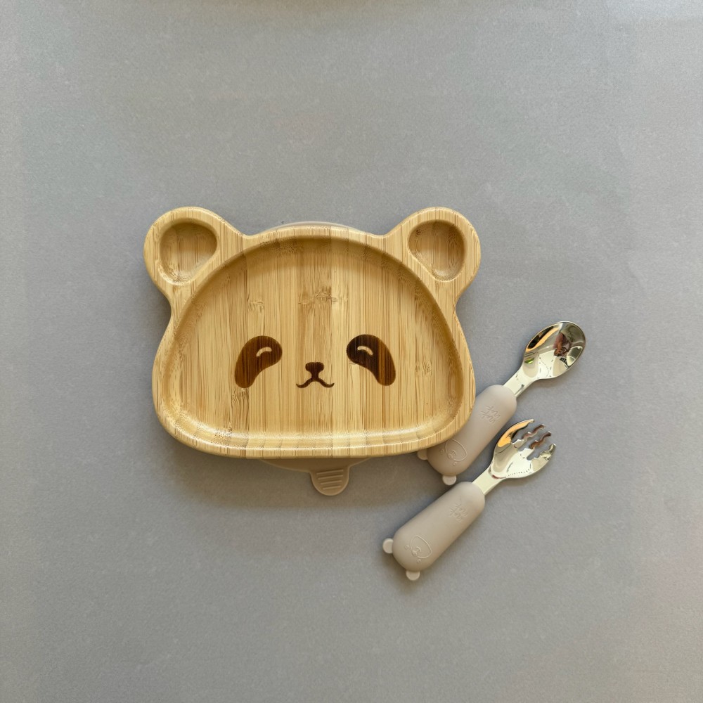 Nok Nok Οικολογικό Εκπαιδευτικό Πιάτο Bamboo με Αντιολισθητική Βάση (Panda)