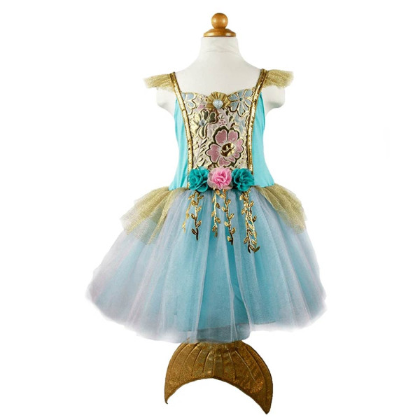 Great Pretenders Παιδική Στολή Γαλαζοπράνινη - Χρυσή Γοργόνα με ουρά 4-6 ετών