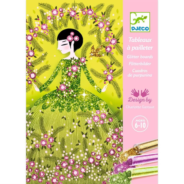 Djeco Δημιουργώ με Γκλίτερ 4 Εικόνες Λαμπερά Φορέματα