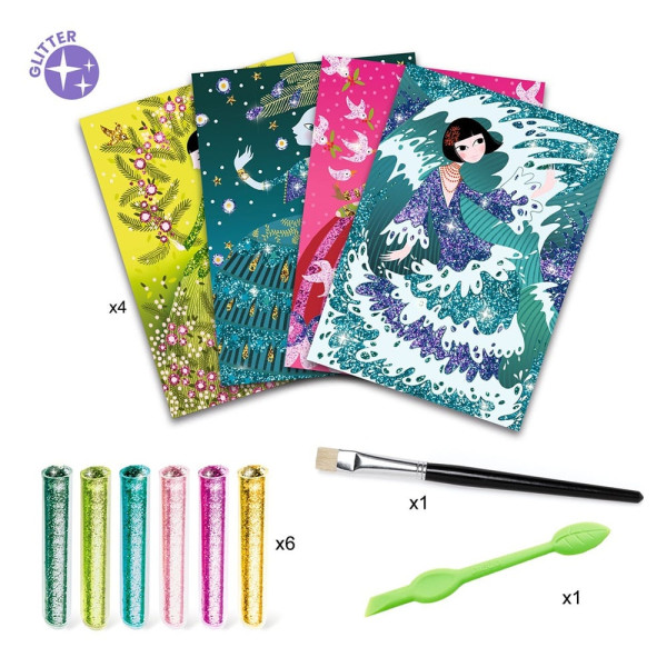 Djeco Δημιουργώ με Γκλίτερ 4 Εικόνες Λαμπερά Φορέματα