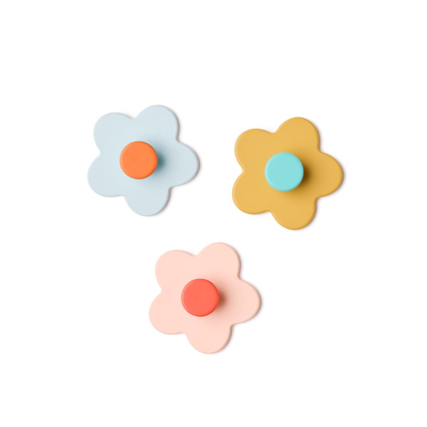 Kids Concept Σετ 3 Ξύλινες Κρεμάστρες Λουλουδάκια Kid's Base