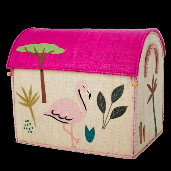 RICE Κουτί Παιχνιδιών Μεγάλο Ζώα της Ζούγκλας (Ροζ-Πολύχρωμο)