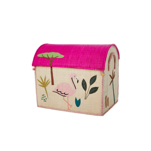 RICE Κουτί Παιχνιδιών Μεγάλο Ζώα της Ζούγκλας (Ροζ-Πολύχρωμο)