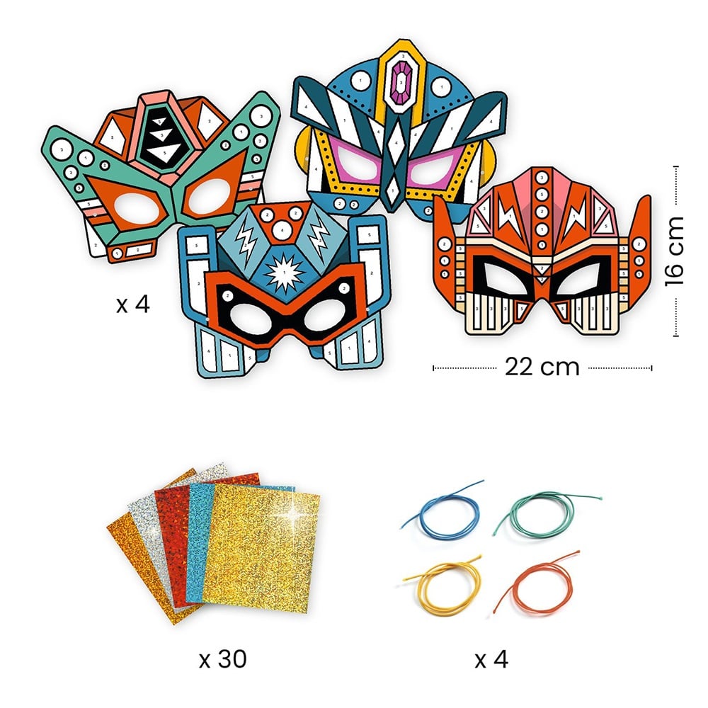 Djeco DIY Φτιάχνω Μάσκες με Φύλλα Χρυσού και Αυτοκόλλητα "Ρομπότ"