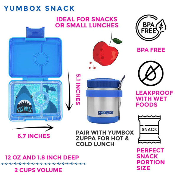 Yumbox Snack Φαγητοδοχείο με 3 χωρίσματα (Miami Aqua - Rainbow)
