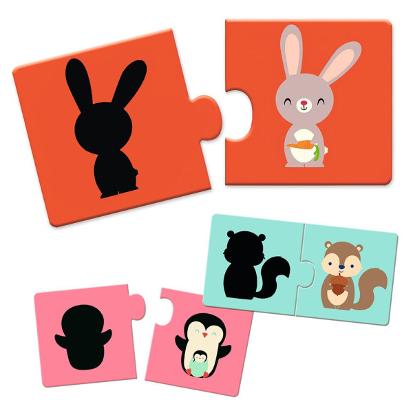 Djeco 12 Παζλ με 2 Κομμάτια Το Ζωάκι και η Σκιά του