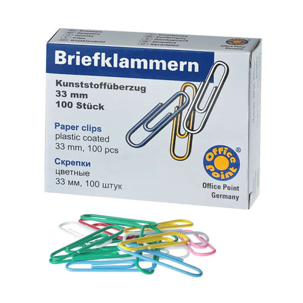 Officepoint Συνδετήρες 33mm με πλαστική επικάλυψη 100τμχ