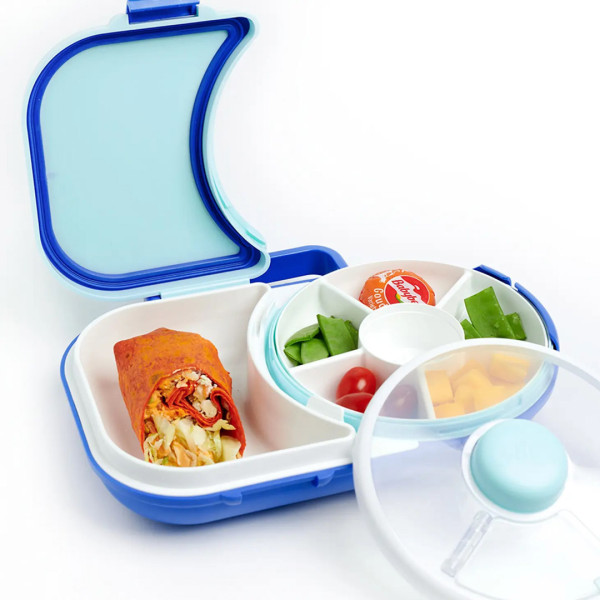 Gobe 2σε1 Φαγητοδοχείο και Snack Spinner Sticker Edition (Blueberry Blue)