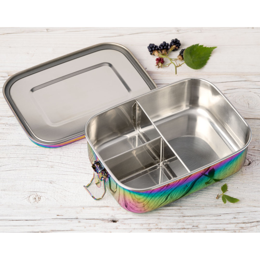 Lekkabox Safe Rainbow Ανοξείδωτο Φαγητοδοχείο με 3 Χωρίσματα 1000ml