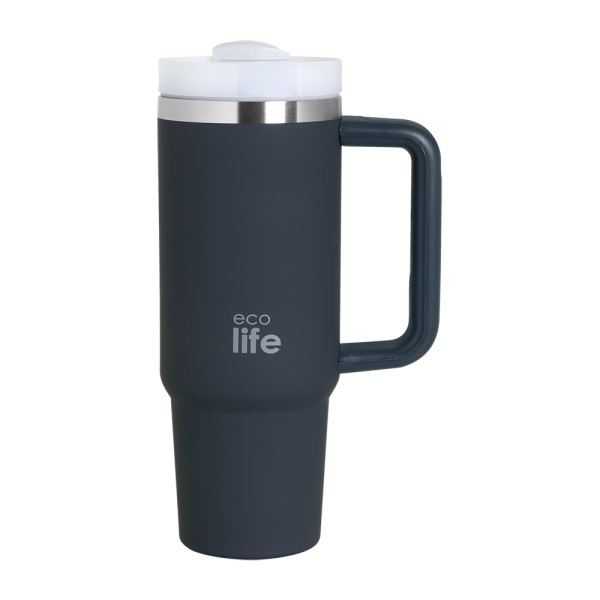EcoLife Ανοξείδωτο Ποτήρι Θερμός με Καλαμάκι Stormy Sea 900ml