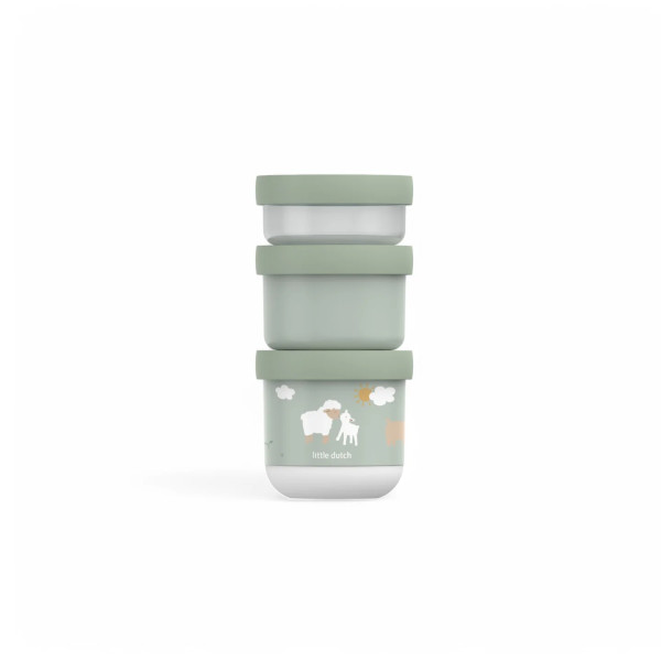 Little Dutch Σετ 3 Στοιβαζόμενα Δοχεία Φαγητού  Mio Little Farm