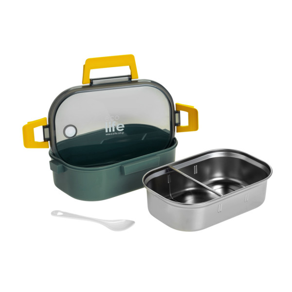 EcoLife Φαγητοδοχείο 900ml Με Χώρισμα Forrest Green