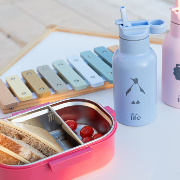 EcoLife Φαγητοδοχείο 900ml Με Χώρισμα Deep Rose