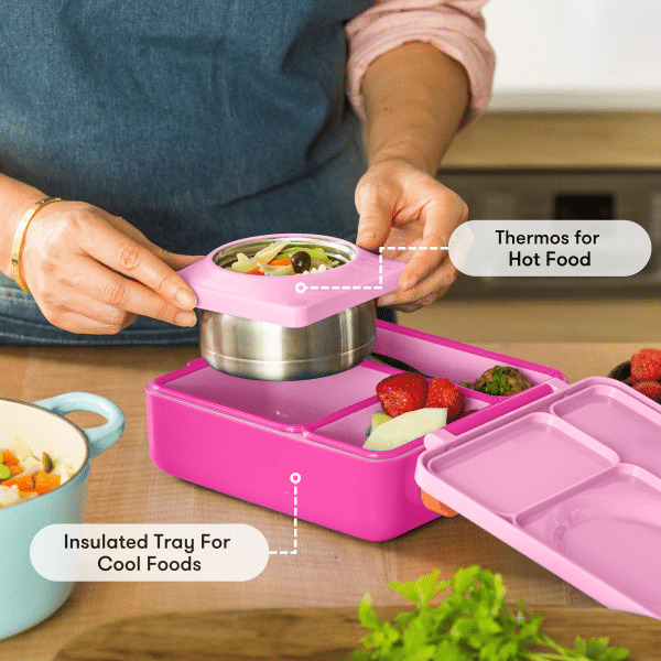 OmieBox Φαγητοδοχείο με 2 Ζώνες Θερμοκρασίας 1.35lt (Pixie Pink)