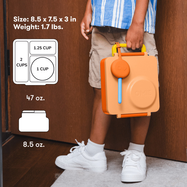 OmieBox Φαγητοδοχείο με 2 Ζώνες Θερμοκρασίας 1.35lt (Poppy Orange)