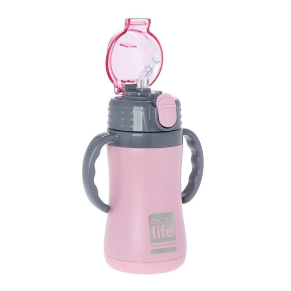 EcoLife Kids Thermos Ανοξείδωτο Μπουκάλι Θερμός Pink 300ml