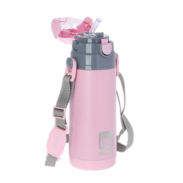 EcoLife Kids Thermos Ανοξείδωτο Μπουκάλι Θερμός Pink 400ml