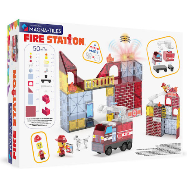 Magna-Tiles Μαγνητικό Παιχνίδι 50 Κομματιών Fire Station