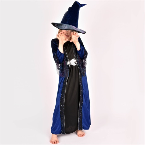 Den Goda Fen Στολή Μάγισσας Μπλε Φόρεμα με Καπέλο 6-7 Ετών