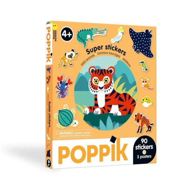 Poppik Sticker box με 100 αυτοκόλλητα - Άγρια Ζώα 