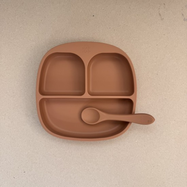 Nok Nok Σετ Baby Led Weaning Πιάτο και Κουτάλι (Caramel)