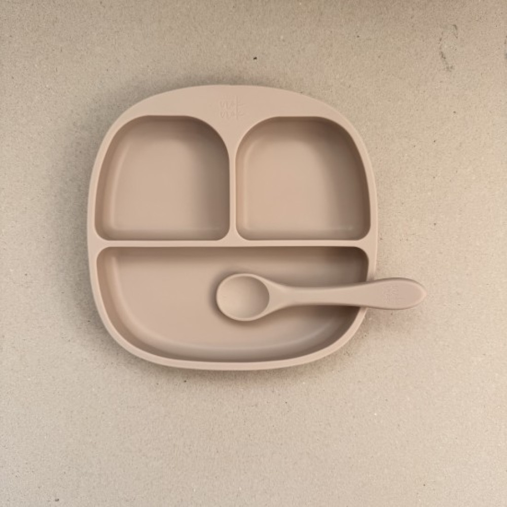 Nok Nok Σετ Baby Led Weaning Πιάτο και Κουτάλι (Sand)