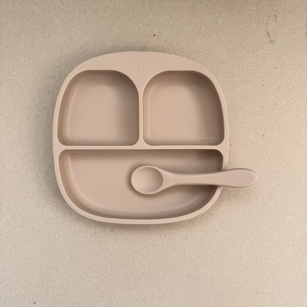 Nok Nok Σετ Baby Led Weaning Πιάτο και Κουτάλι (Sand)